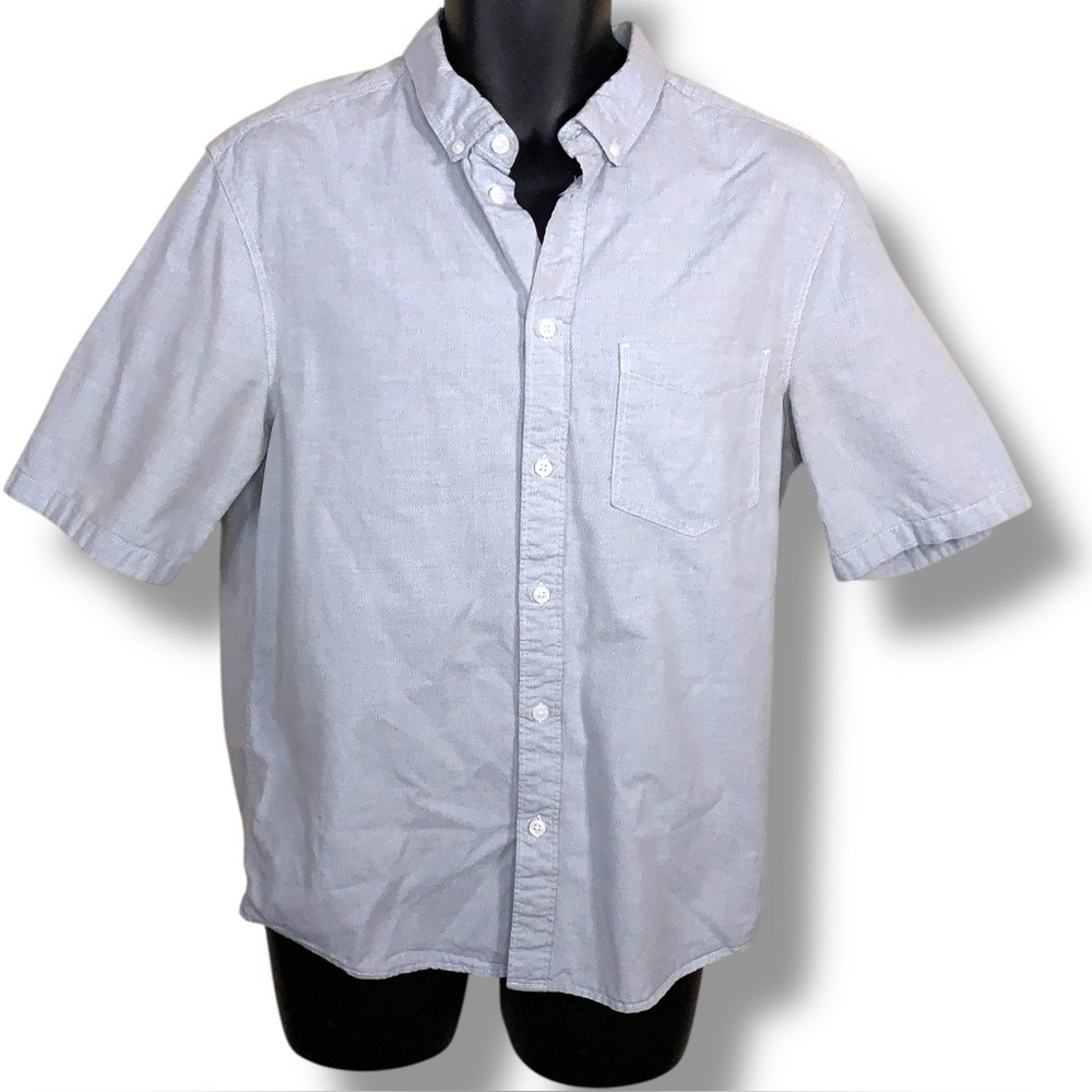 Medium Divided By H&M Light Blue Cotton Button Up Short Sleeve Shirt Mens